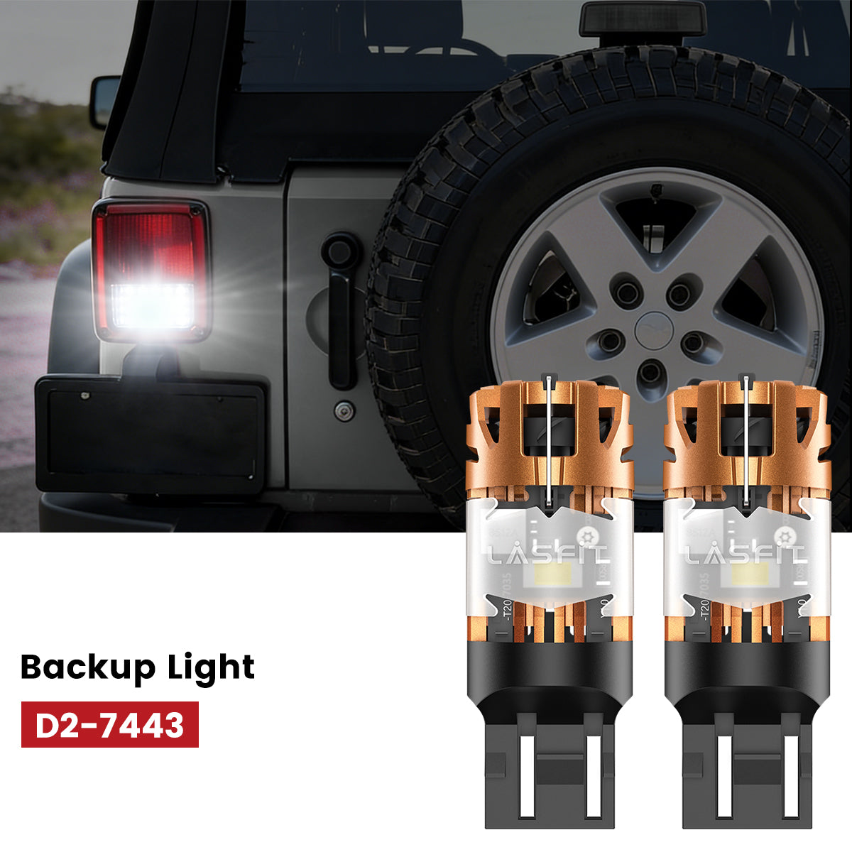 Lasfit 7443 led backup light fit for 2022-2025 Jeep Wrangler 4xe