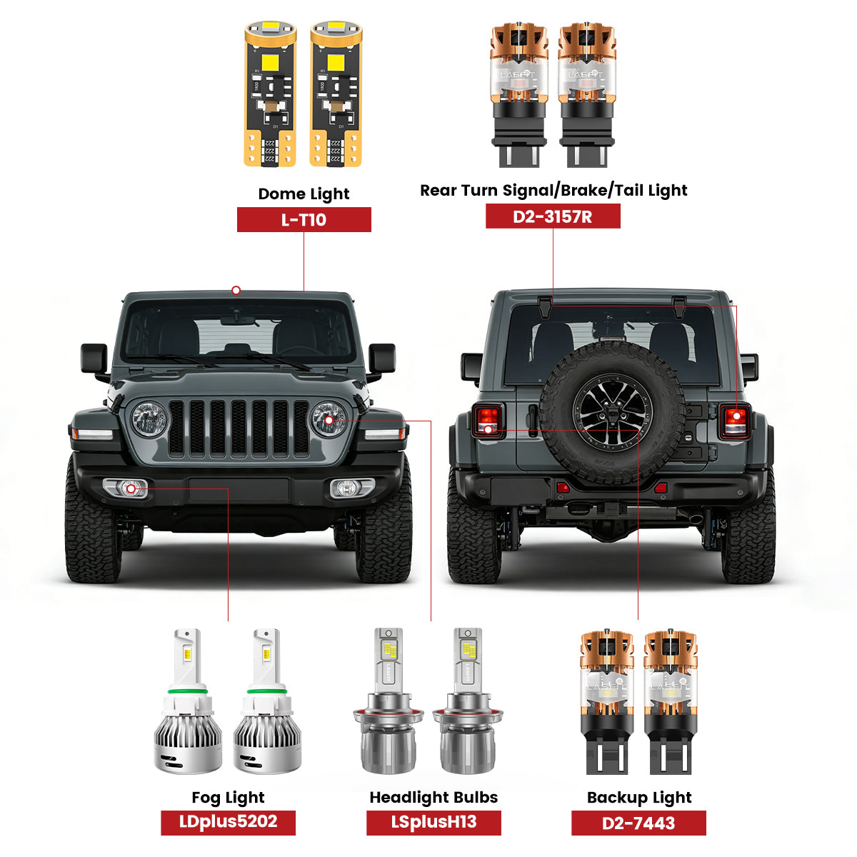 2022-2025 Jeep Wrangler 4xe LED Bulbs | Lasfit