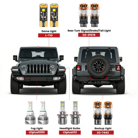 Lasfit led bulbs for 2022-2025 Jeep Wrangler 4xe