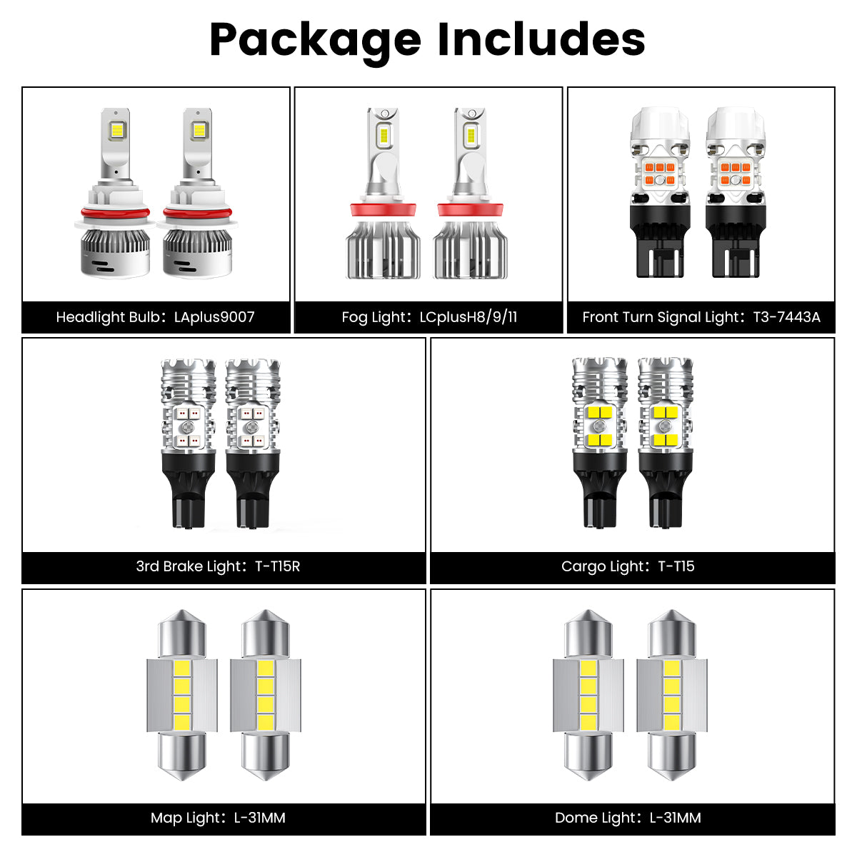 Lasfit combo package led bulbs for 2022-2025 Nissan Frontier Hardbody Edition