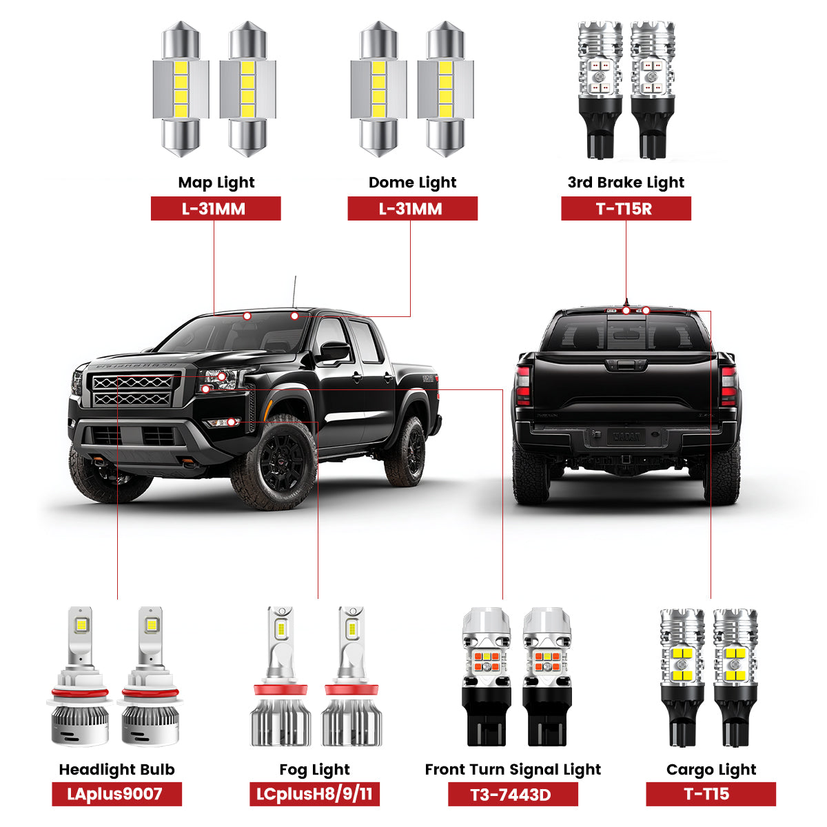 Lasfit led bulbs for 2022 2025 Nissan Frontier