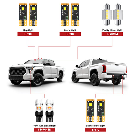 Lasfit led bulbs for 2022-2025 Toyota Tundra
