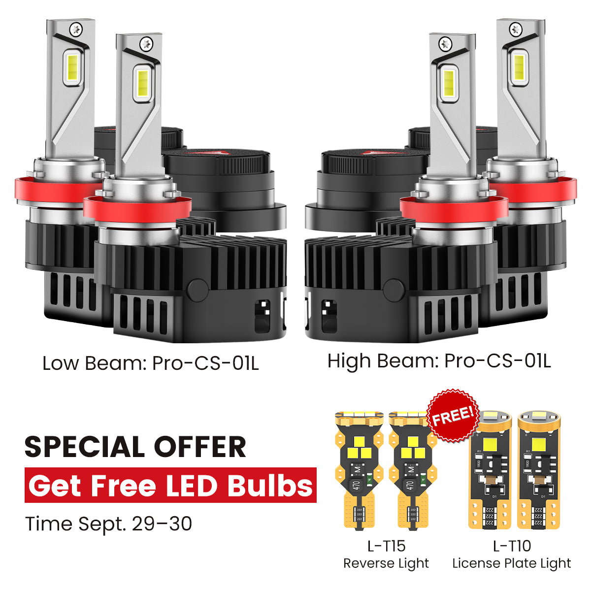 Fit for 2019-2026 Chevrolet Silverado 1500 WT/Custom/Custom Trail Boss Custom-Fit H11 9005 LED Bulbs with Dust Cover | Pro-DC Series