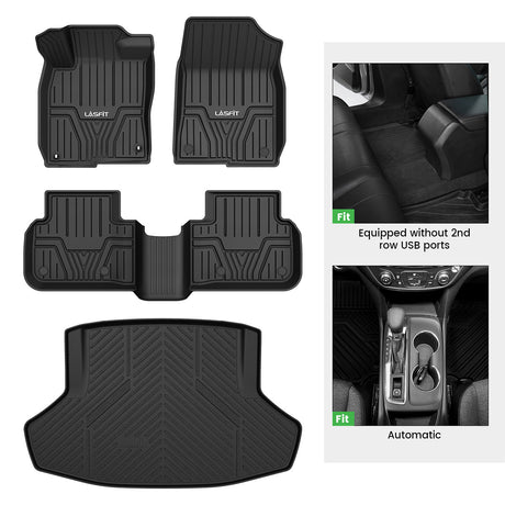 2022-2026 Honda Civic Floor Mats (Gasoline Only) & Cargo Mat Fit Equipped without 2nd row WSB ports Fit Automatic