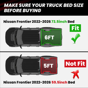 2022-2026 Nissan Frontier Heavy Duty 6FT Custom Truck Bed Mat Bed Size