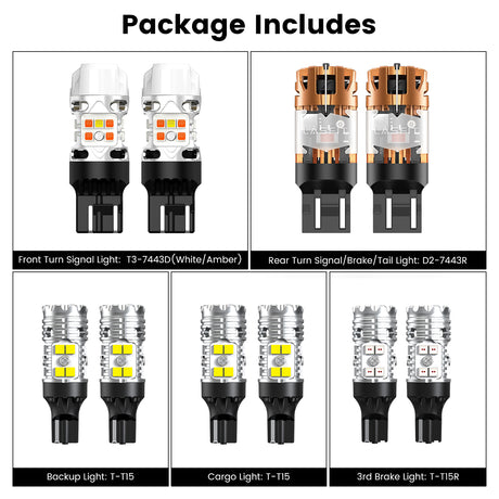 Lasfit combo package led bulbs for 2022 GMC Sierra 1500 Limited Pro(W/ Halogen 3rd Brake Lights)