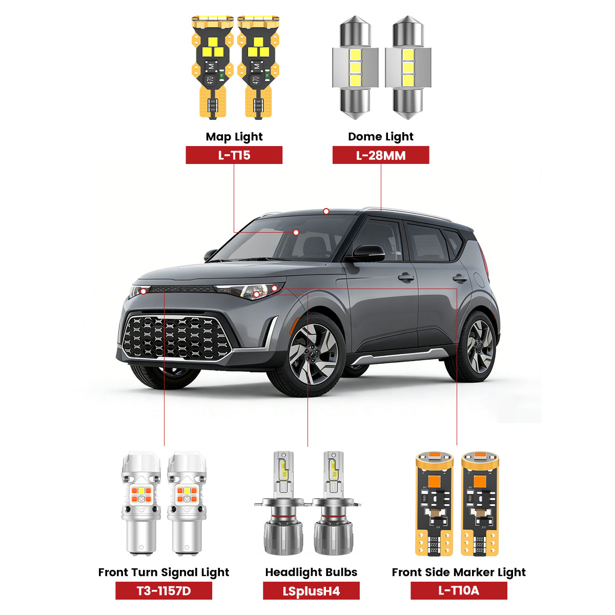 Lasfit led bulbs for 2023-2025 Kia Soul