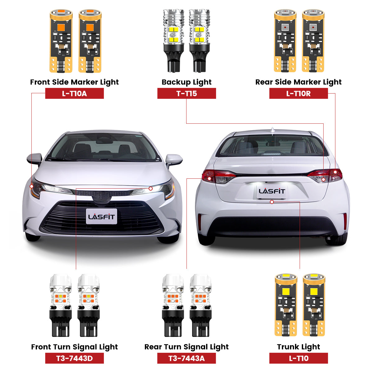 Lasfit combo package led bulbs for 2023-2025 Toyota Corolla  