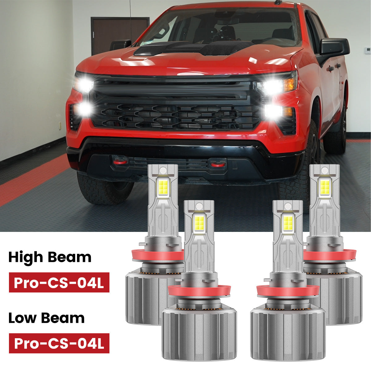 Lasfit H11 LED headlight bulbs for 2023-2026 Chevrolet Silverado 1500