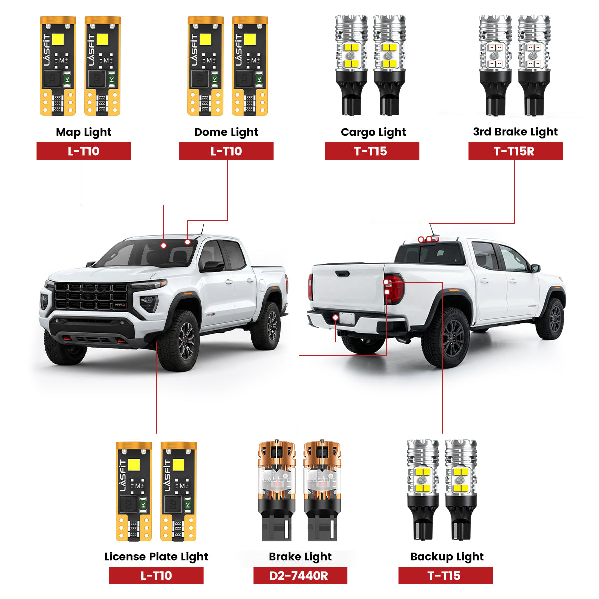 Lasfit led bulbs for 2023-2026 GMC Canyon
