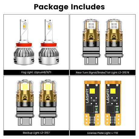 Lasfit combo package led bulbs for 2024-2025 Ford E-Transit Cargo Van (W/ Fog Light)
