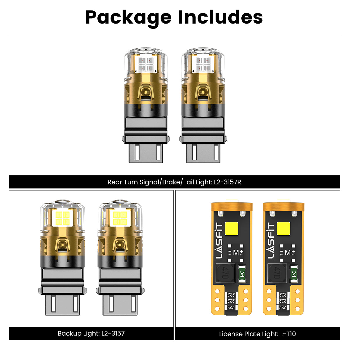 Lasfit combo package led bulbs for 2024-2025 Ford E-Transit Cargo Van (W/o Fog Light)