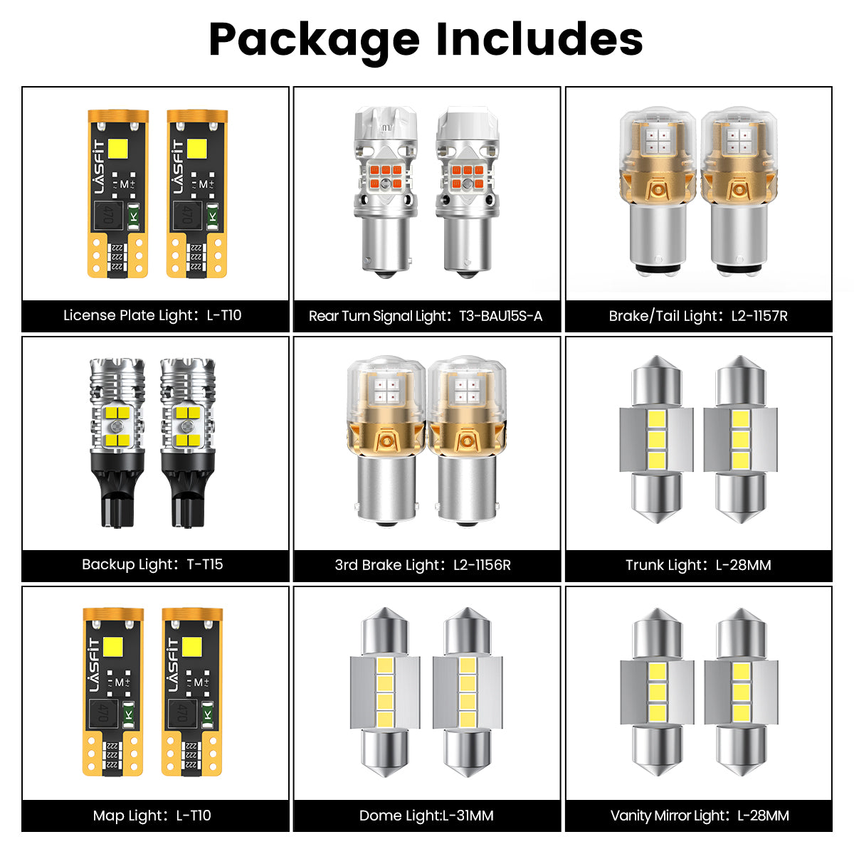 Lasfit combo package led bulbs for 2024-2025 Hyundai Elantra Hybrid Limited/Limited/N Line
