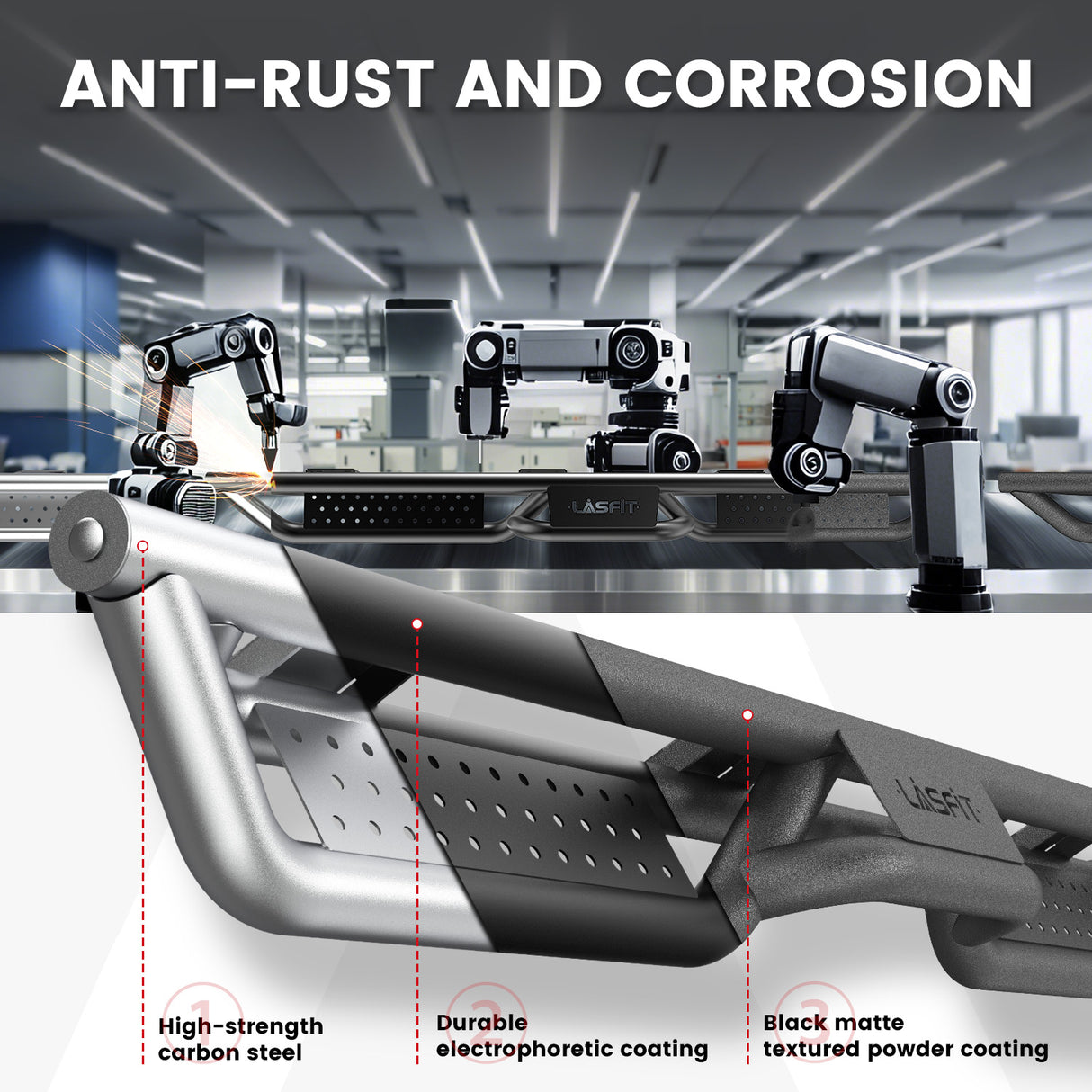 2024-2025 Toyota Tacoma Lasfit running boards anti rust and corrosion