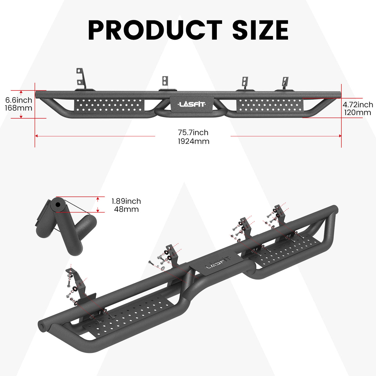 2024-2025 Toyota Tacoma Lasfit running boards product size