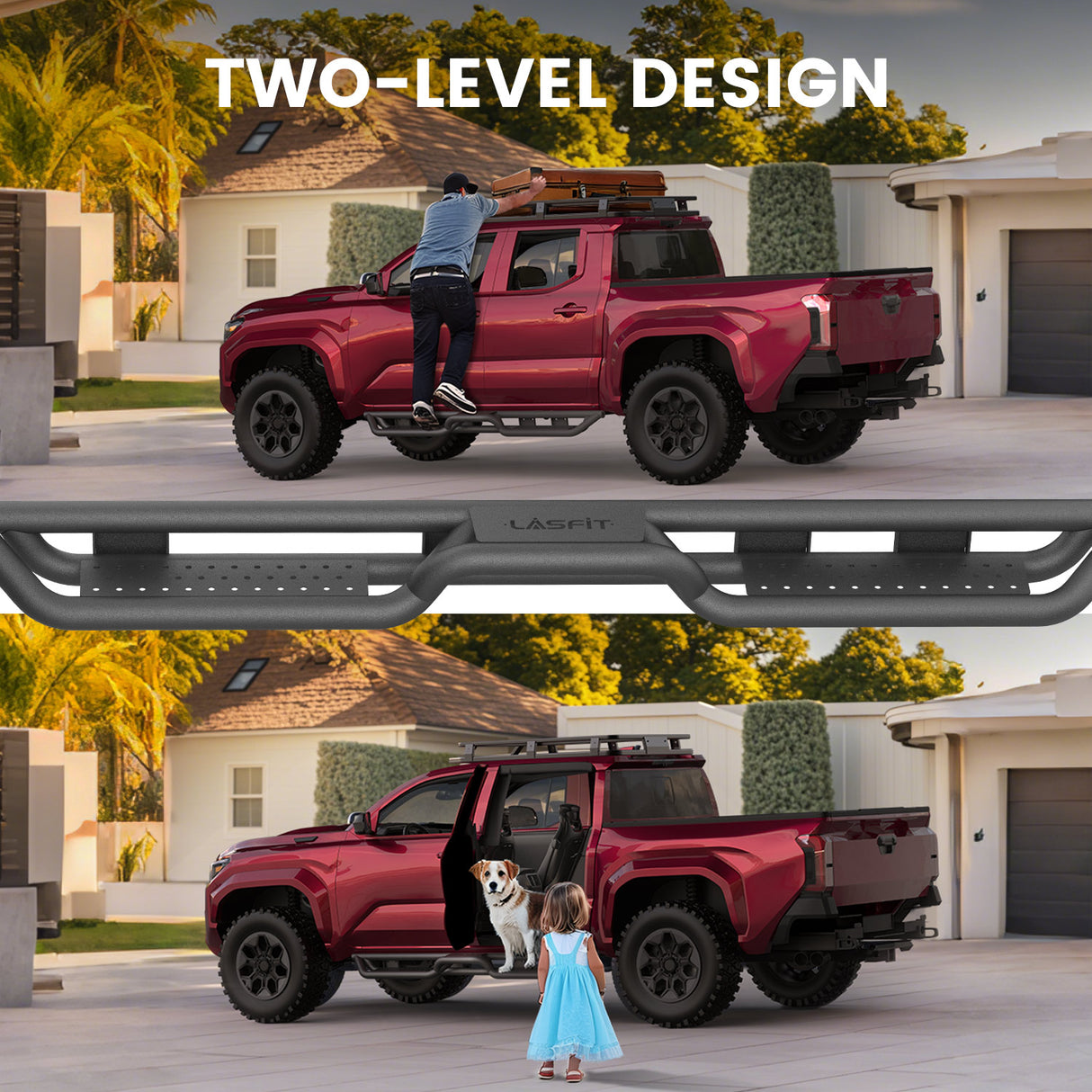 2024-2025 Toyota Tacoma  Lasfit running boards two level design