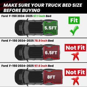 Fit for 2024-2026 Ford F-150 Bed Mat & Tailgate Mat, Including F-150 Lightning