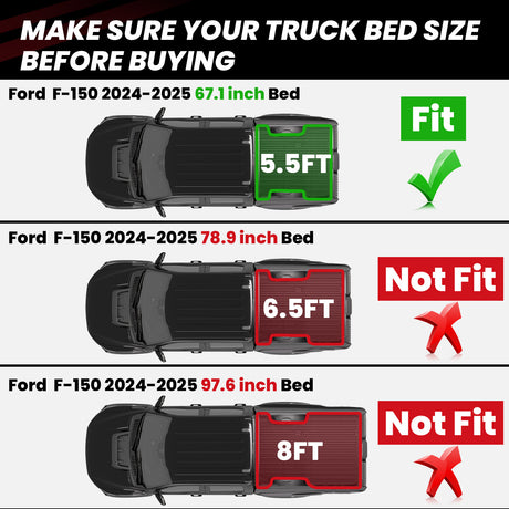 2024-2025 Ford F-150  5.5' bed Truck Bed Mat Fitment
