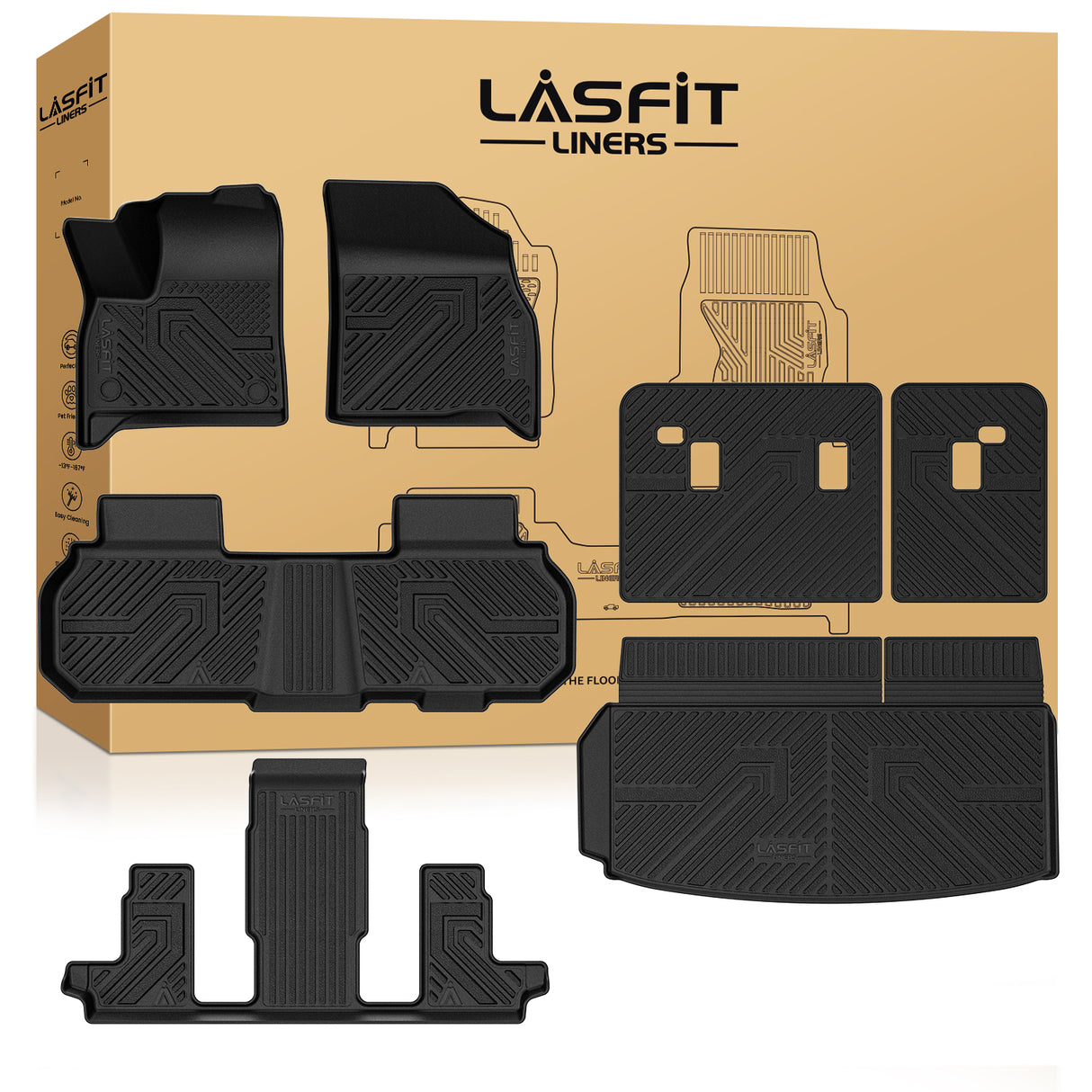 Fit for 2024-2025 GMC Acadia Floor Mats / Cargo Mat / Seatback Mat, Fit 2nd Row Bucket Seating Only