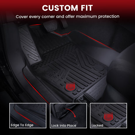 Fit for 2024-2025 Toyota Tacoma Hybrid All-Weather Floor Mats(Not for Gasoline)