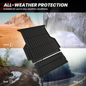 Fit for 2024-2026 Ford Ranger 5FT(59.6") Heavy Duty Bed Mat & Tailgate Mat All Weather Protection
