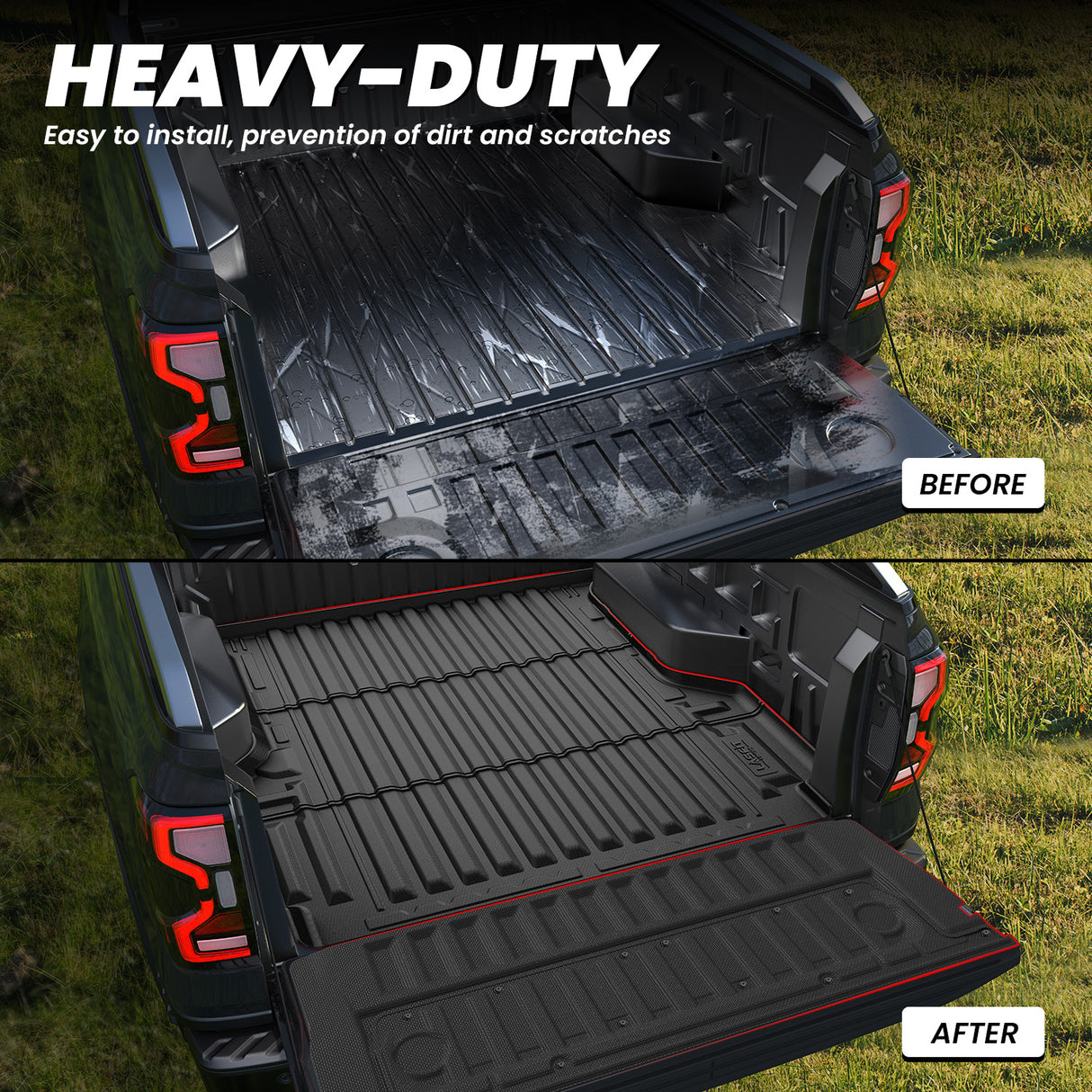 Fit for 2024-2026 Ford Ranger 5FT(59.6") Heavy Duty Bed Mat & Tailgate Mat Full Protection