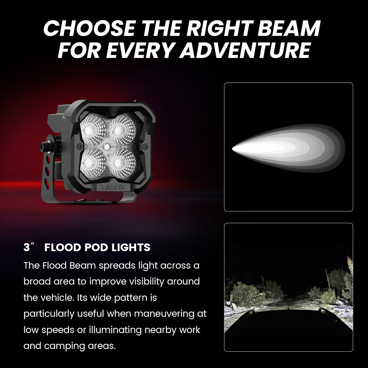 3 Inch Flood Beam pod ditch lights for 2024–2026 Toyota Tacoma