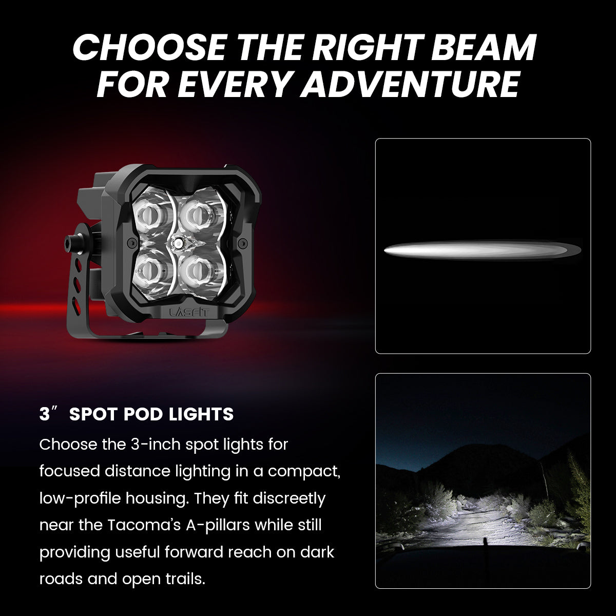 3 Inch Spot Beam pod ditch lights for 2024–2026 Toyota Tacoma