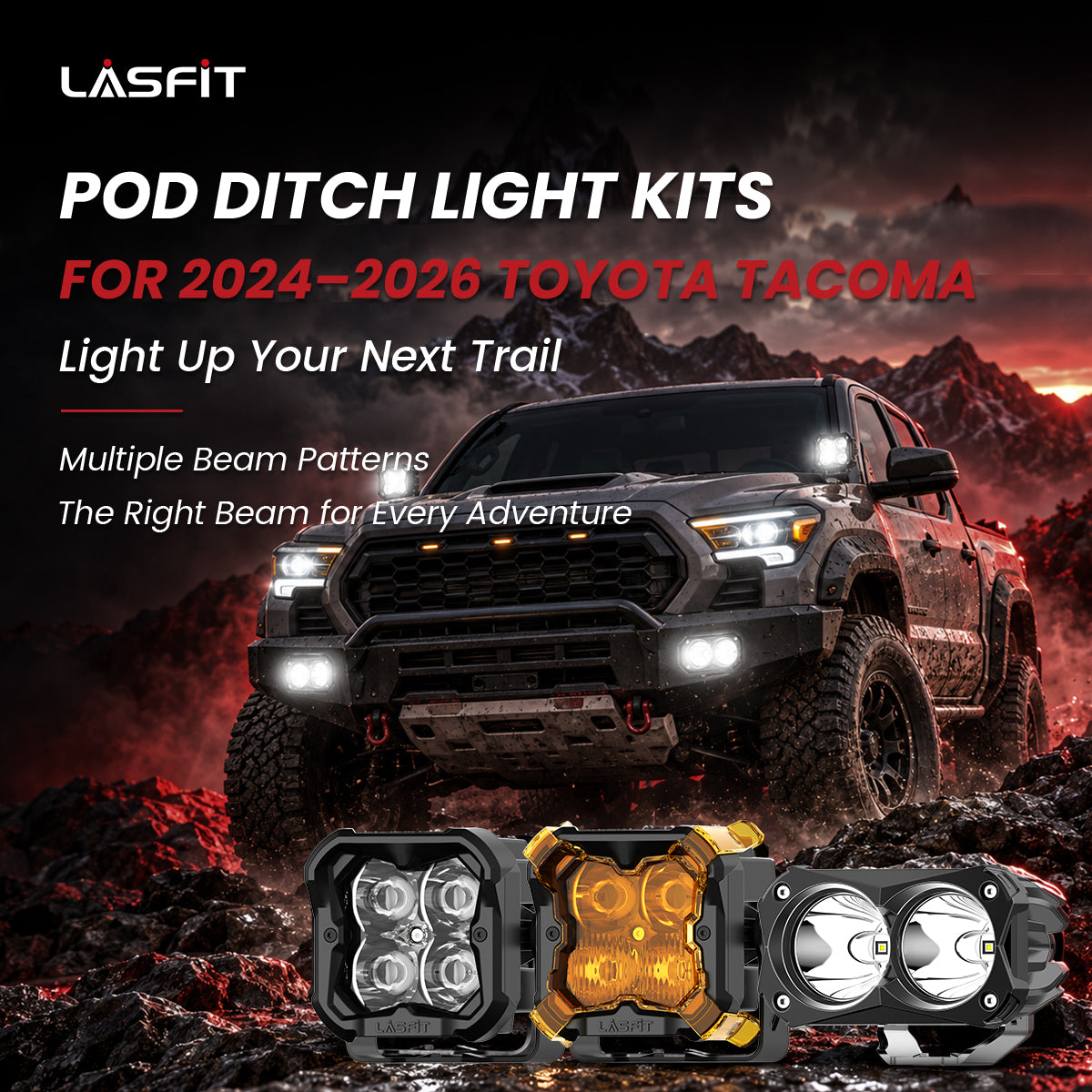 Lasfit pod ditch light kits for 2024–2026 Toyota Tacoma