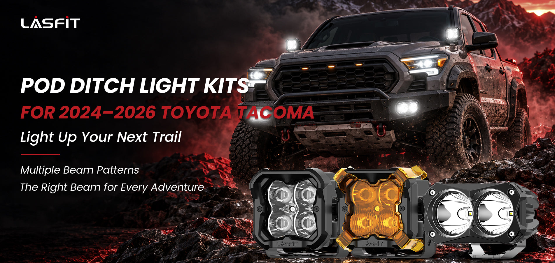 Lasfit pod ditch light kits for 2024–2026 Toyota Tacoma