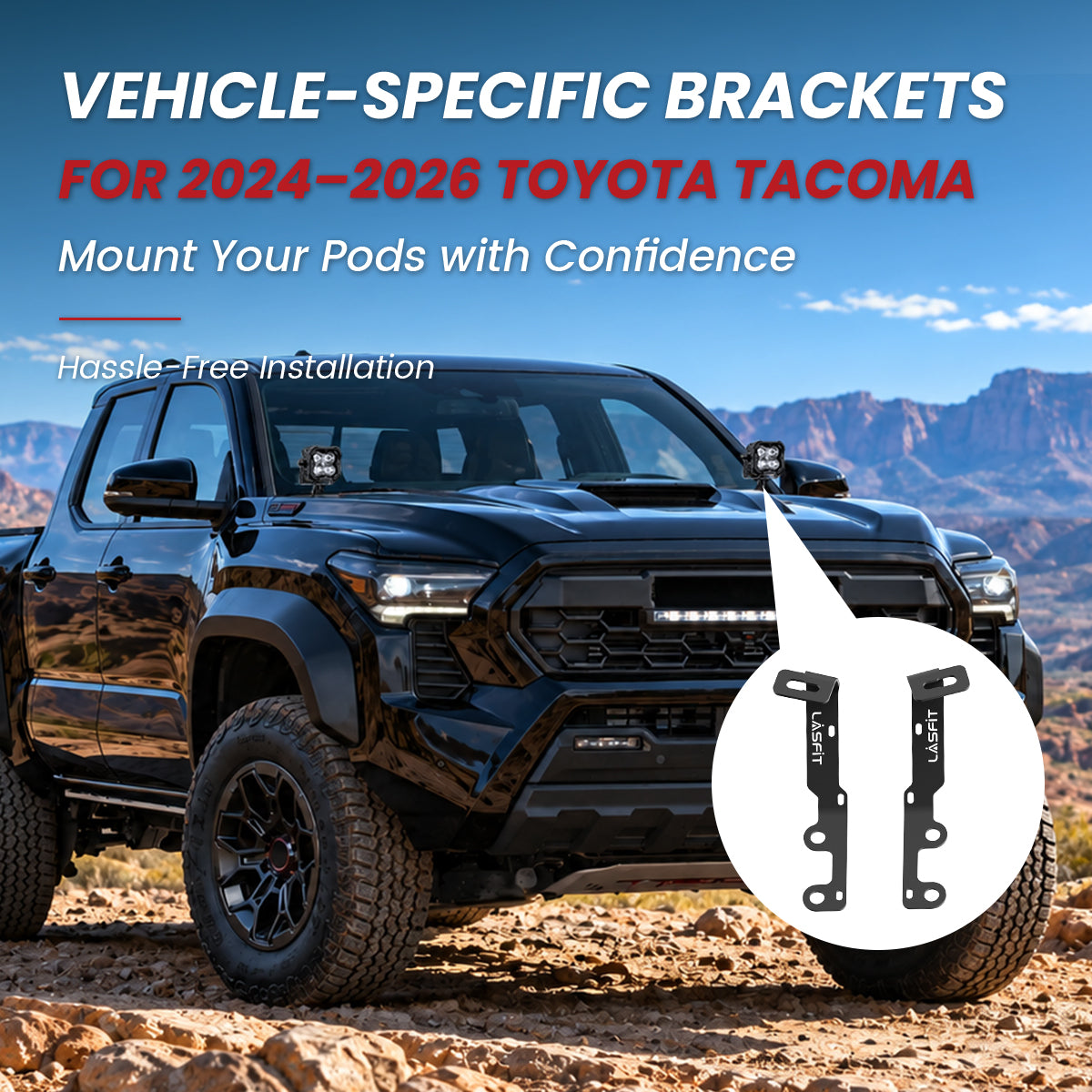 Vehicle-specific pod ditch light brackets for 2024–2026 Toyota Tacoma