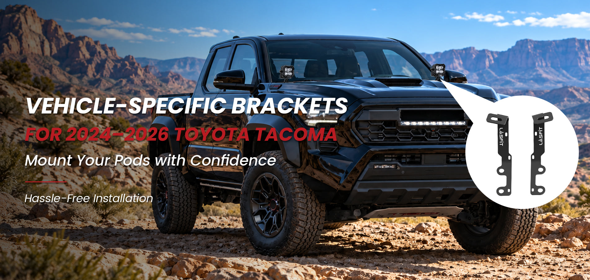 Vehicle-specific pod ditch light brackets for 2024–2026 Toyota Tacoma