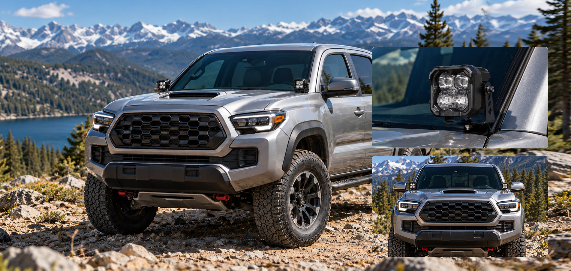 Lasfit pod ditch light kits installed on a 2024–2026 Toyota Tacoma