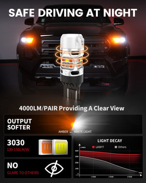Lasfit switchback 7443 led bulbs softer output for 2024 Toyota Tacoma