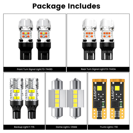 Lasfit combo package led bulbs for 2025-2026 Toyota Camry