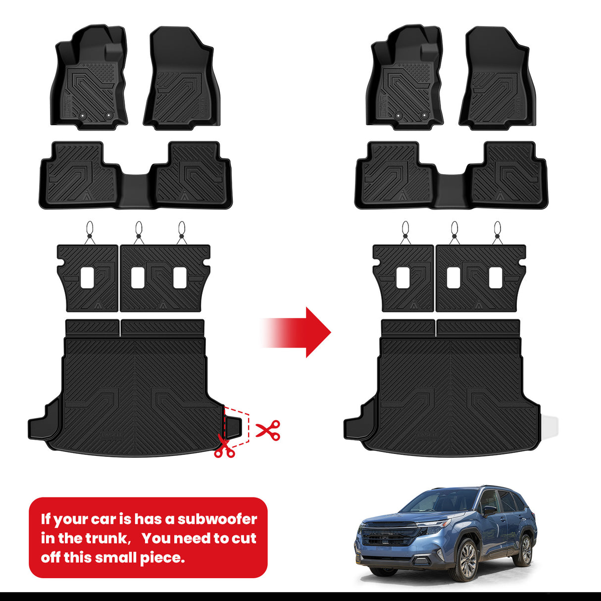 Fit for 2025-2026 Subaru Forester Gas Floor Mats or Cargo & Seatback Mats Cut