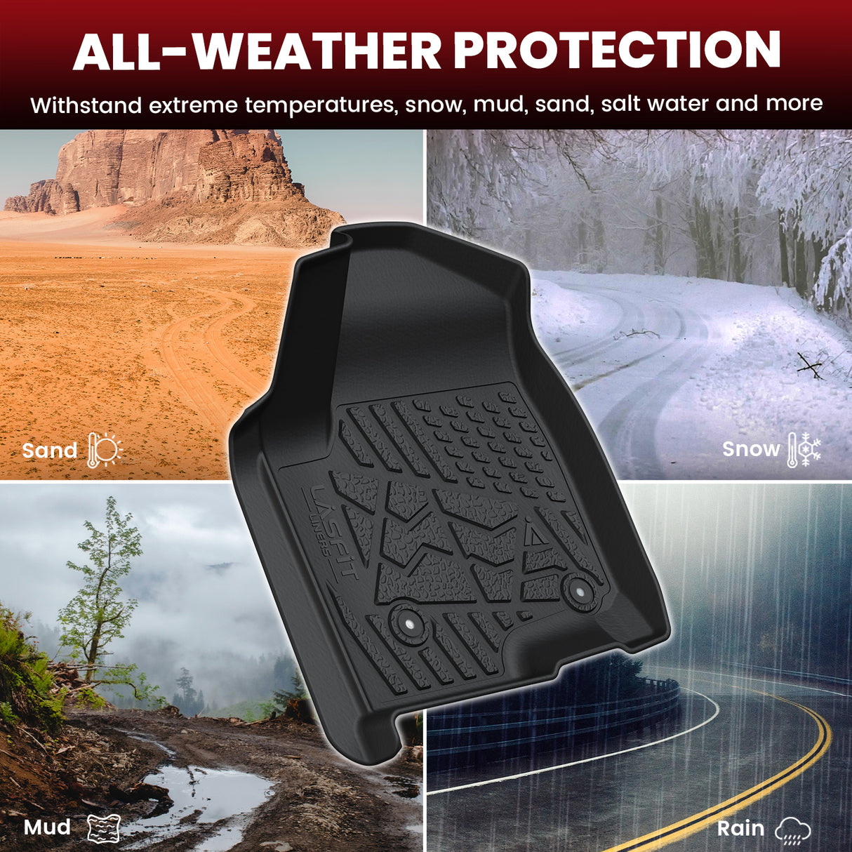 Fit for 2020-2025 GMC Sierra or Sierra Denali 2500HD 3500HD Crew Cab Floor Mats, Fit Bucket Seat & Carpet Floor Only