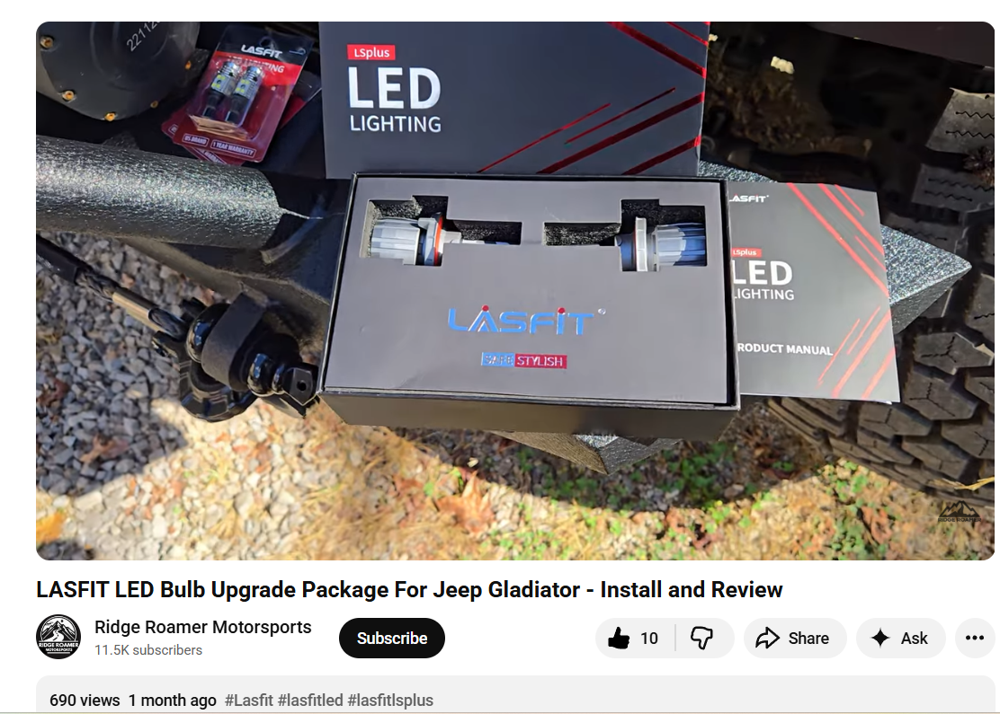 Lasfit LSplus series led bulbs shared on YouTube
