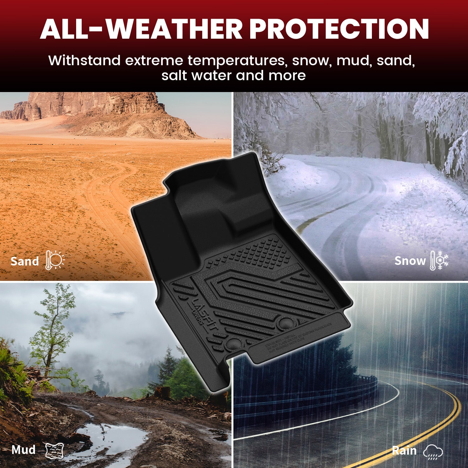 OMAC Semi-Custom Fit Black TPE Floor Mats & Cargo Liner Set (5 Pieces) For Infiniti