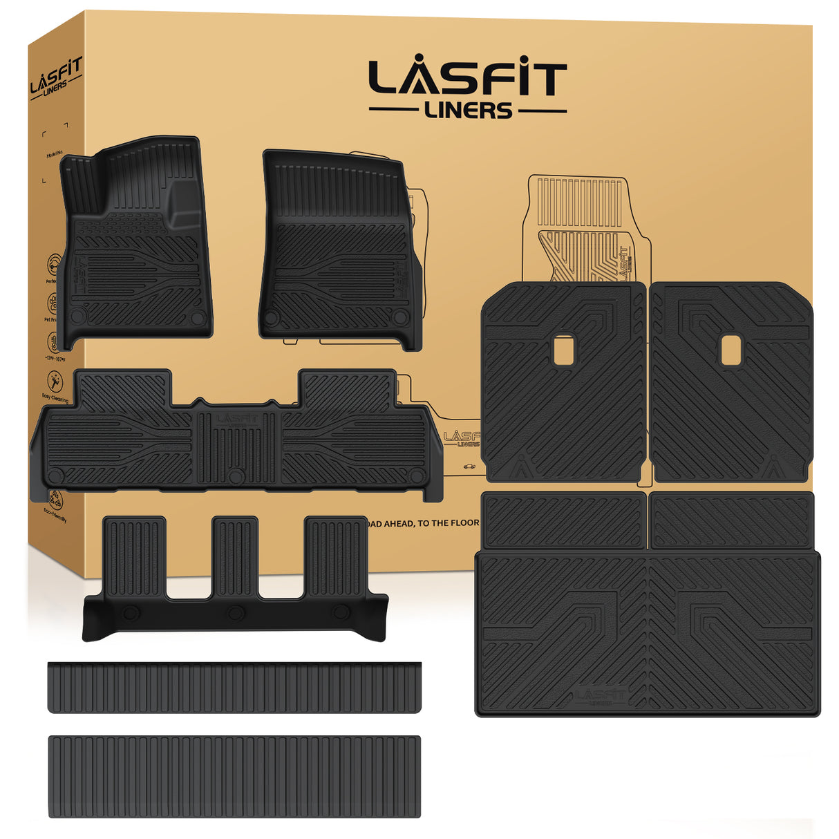 Fit for 2025 Rivian R1S Floor Mats & Cargo & Seatback & Tailgate Mats
