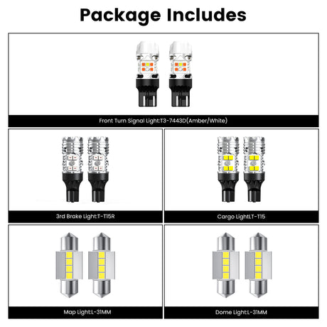 Lasfit combo package led bulbs for 2026 Nissan Frontier S/SV