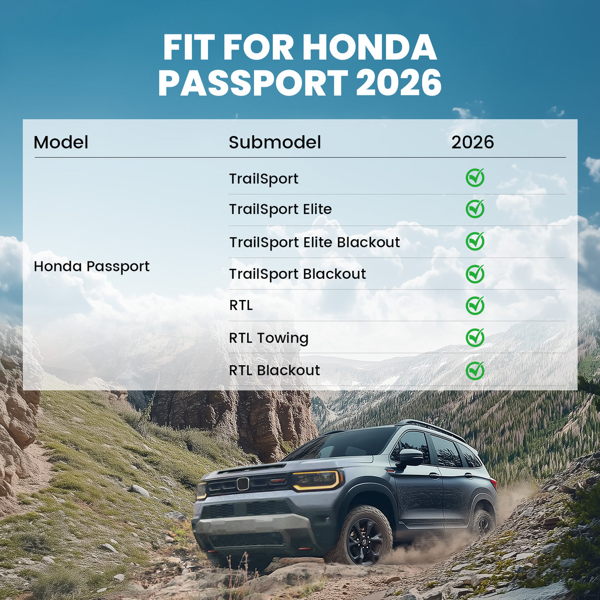 Fit for 2026 Honda Passport Floor Mats or Cargo Mat or Seatback Mat