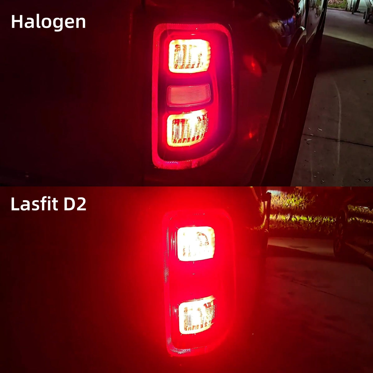 2026 Ram 1500 Big Horn 7443 rear turn signal/brake/tail light brightness comparison