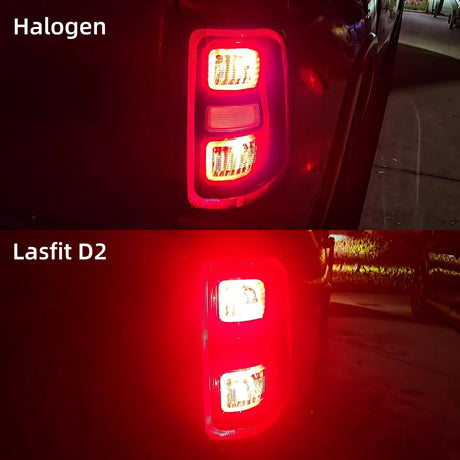 2026 Ram 1500 Big Horn 7443 rear turn signal/brake/tail light brightness comparison
