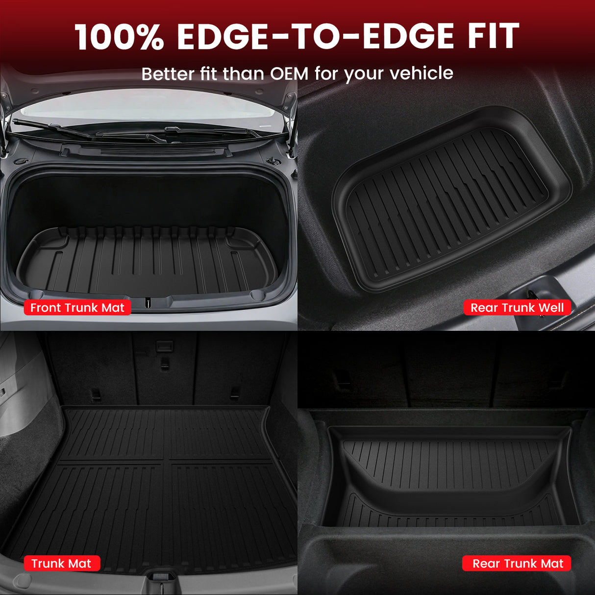 2026 Tesla Model Y AWD/RWD Floor Mats & Cargo & Frunk Liner & Trunk Well & Seatback Mats 100% Fit