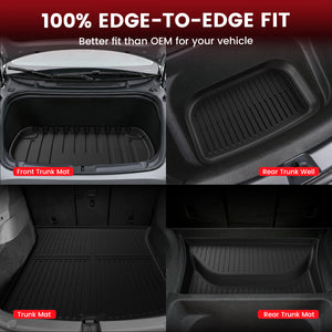 2026 Tesla Model Y AWD/RWD Floor Mats & Cargo & Frunk Liner & Trunk Well & Seatback Mats 100% Fit