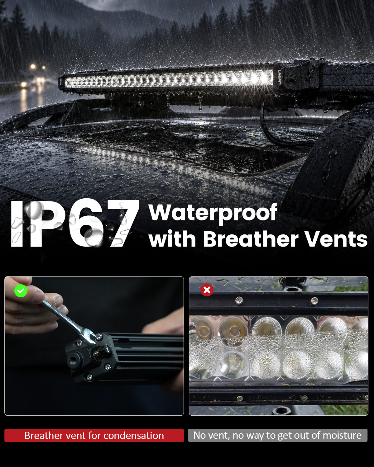 LASFIT Off-Road LED Light Bars 12 22 32 42 52 Inch Spot Flood Combo Single Row - White