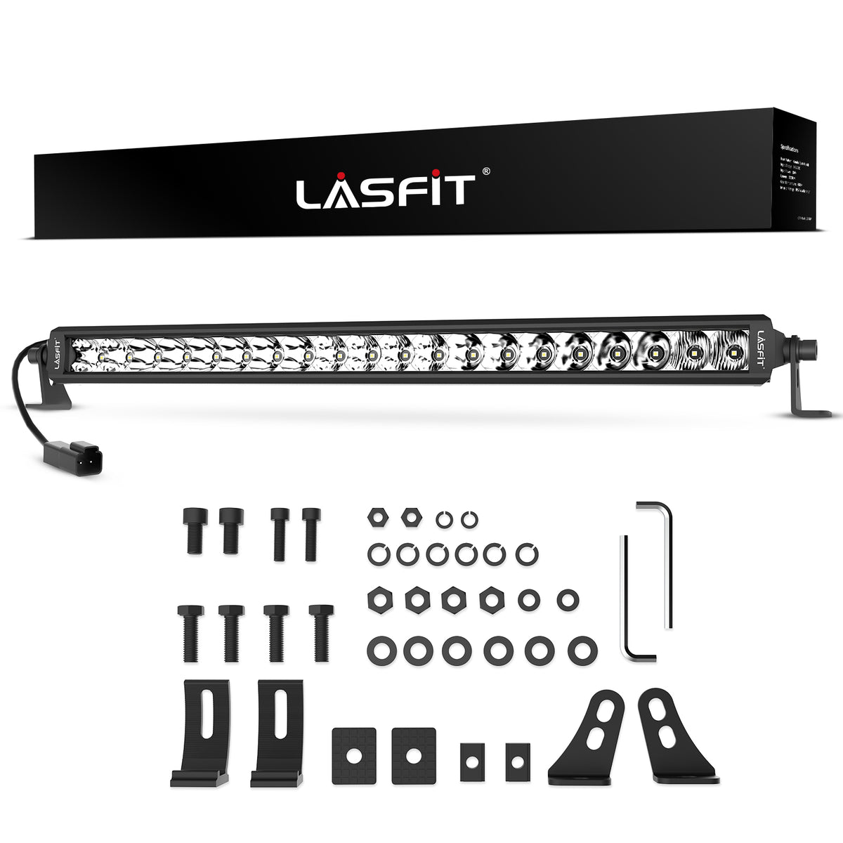 LASFIT Off-Road LED Light Bars 12 22 32 42 52 Inch Spot Flood Combo Single Row - White