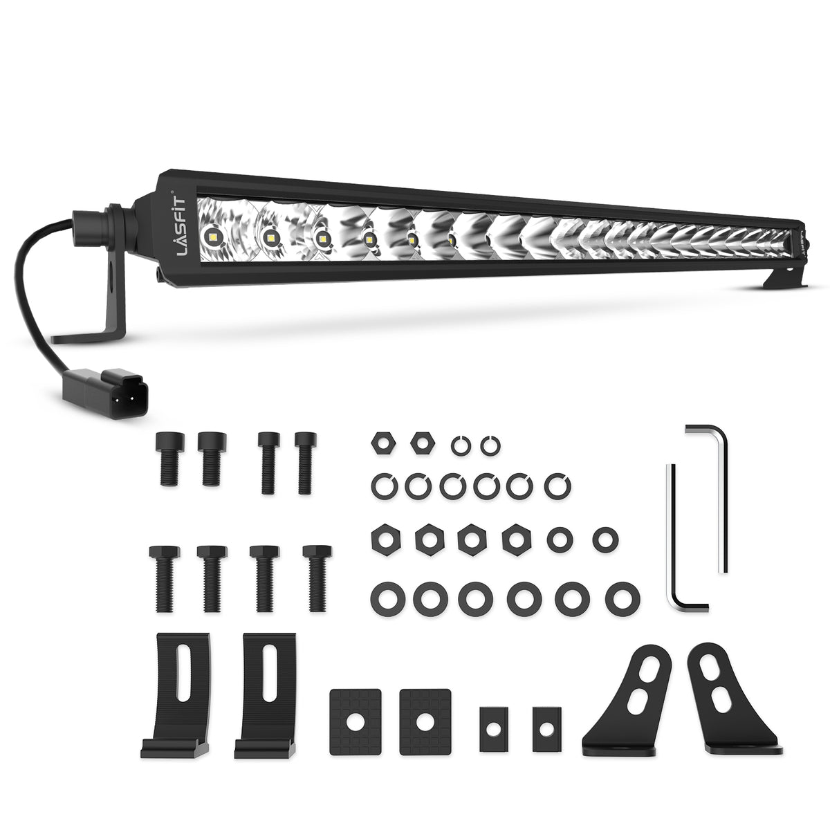 LASFIT Off-Road LED Light Bars 12 22 32 42 52 Inch Spot Flood Combo Single Row - White