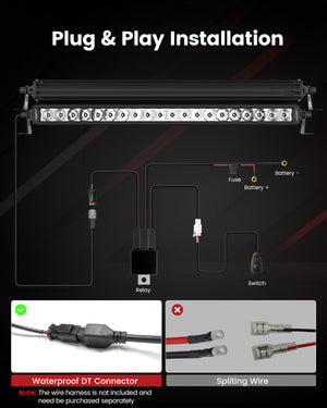 LASFIT Off-Road LED Light Bars 12 22 32 42 52 Inch Spot Flood Combo Single Row - White
